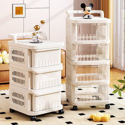 Trolley Storage Rack Snack Storage Box Living Room Bedroom Movable Cabinet Floor-Standing Drawer-Type Toy Layered Rack
