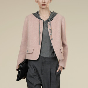 
XG/Xuege 2025 winter new versatile round neck pink short woolen jacket for women XK410027A216