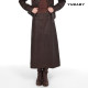 Xiaoyu's old-fashioned brown scrubbing leather retro bronze decorative leather mid-waist long skirt versatile in autumn and winter