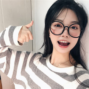 
Black-framed glasses for men, large-framed, Japanese-style round-framed flat glasses for men, thick-framed, lens-less frames, for women with myopia degree