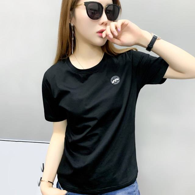 European And American Women's Clothing Summer Short-sleeved Top Lace-up Cotton T-shirt