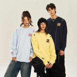 Nstnew Start Germination Project Ethnic Style Patch Embroidery Retro Trendy Brand Simple Pure Cotton Long-Sleeve T-Shirt for Men