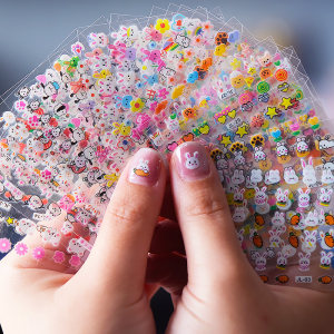 Children's cartoon nail stickers princess baby waterproof nails sticker flower, child toy, little rabbit gum -gel nails sticker
