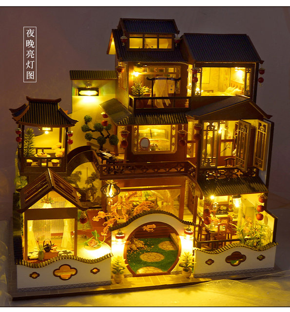 Tianyu Chinese style diy cabin villa handmade assembled model building ...