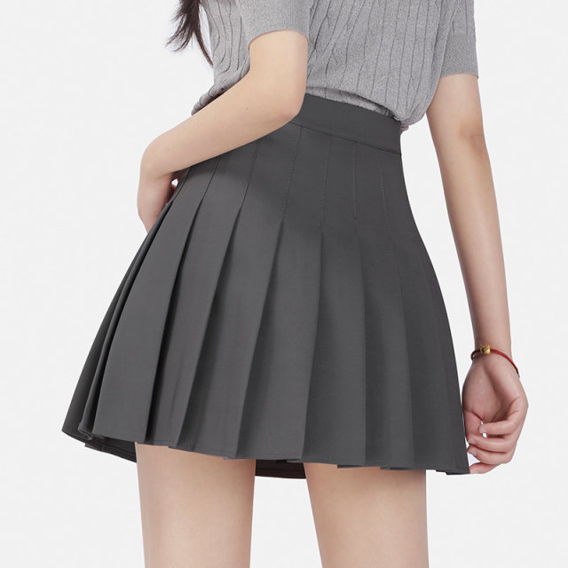 Pleated skirt A-line suit short skirt Commuting basic college high waist slim and versatile black khaki gray skirt
