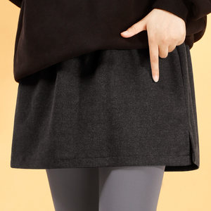 
2025 Autumn and Winter New Maillard Butt Curtain Women's Coffee Skirt Hem Thick Shark Pants Sweatshirt Stacked Large Size