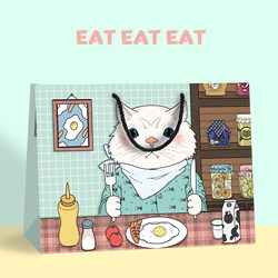 Cute Cat Cartoon Hand-Held Paper Bag, High-End Gift Bag, Children's Clothing Store Shopping Paper Bag, Birthday Wrapping Paper Bag, Ready in Stock