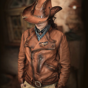 
Old money style leather jacket, horsehide, antique hunting suit, stand collar, retro motorcycle lapel, art rub color, men's genuine leather jacket