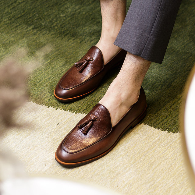 Gongchangmeng Men's Shoes British Tassel Loafers Men's First Layer ...
