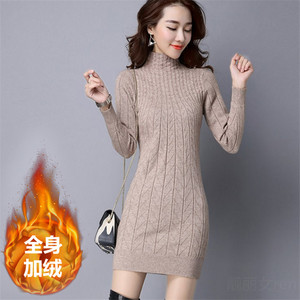 Pluser thickened pullover sweater female medium long 2024 new slimming versatile bottom knit sweater to keep warm in autumn and winter models
