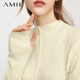 AMII semi -high -necked wool blending sweater 2024 autumn new slim top jacket cover finger texture sensory sweater
