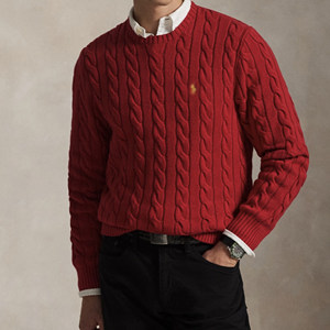 
SEASON MARK New Year series pony embroidered cable sweater pure cotton long-sleeved warm sweater winter for men and women