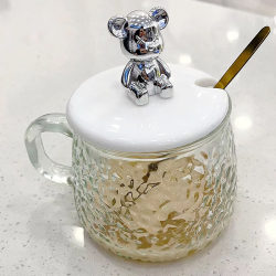 Cartoon Glass Cup with Handle, Office and Home Water Cup, Cute and Good-Looking Coffee Cup, Female Drinking Cup