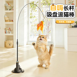 Cat Toy Teaser Wand for Kittens, Self-Entertainment, Boredom Relief, High-Quality Suction Cup Long Rod, Kitten Feather Replacement Head