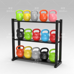 Three-Layer Kettlebell Rack Gym Storage Rack Organizer with Anti-Slip Rubber Coating Cast Iron Plastic Kettlebell Holder