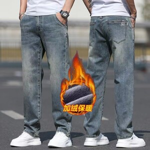 
Xintang Jeans Men's 2025 Autumn and Winter Velvet Thickened Large Size Loose Straight Elastic Casual High-end Long Pants