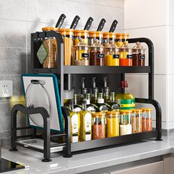 Kitchen Storage Rack, Spice Rack, Countertop Soy Sauce Bottle, Condiments, Oil, Salt, Sauce, Vinegar, Seasoning Storage Shelf, Household Supplies