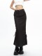 APEA American retro H-shaped design pleated bag work skirt spring and summer gray straight-slit long skirt