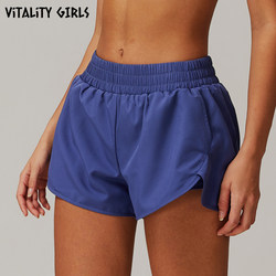 Vitality Girls Sports Casual Split Shorts for Women, Low-Waisted Fake Two-Piece Slimming Wide-Leg Tennis Hot Pants