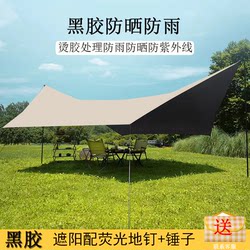 Canopy Tent Outdoor Portable Folding Sunshade and Rainproof Black-Coated Camping Table and Chairs Butterfly-Shaped Hexagonal Sunshade