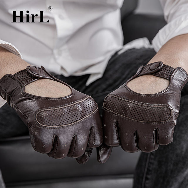 Genuine leather gloves men's touch screen thin outdoor cycling driving driving non-slip short sheepskin gloves men's bare leather tight hands