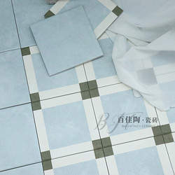Light Blue Retro 200X200 Plaid Floor Tiles Kitchen Bathroom Balcony Tiles Restaurant Hotel Non-Slip Tiles