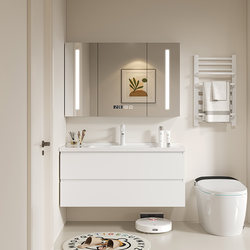 Modern Minimalist Small Apartment Bathroom Cabinet Integrated Basin Ceramic Washbasin Cabinet Combination Bathroom Vanity