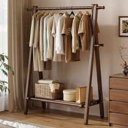 Solid Wood Clothes Rack, Floor-Standing Bedroom Coat Rack, Home Room Indoor Clothes Hanging Rack, Vertical Wooden Clothes Drying Rack