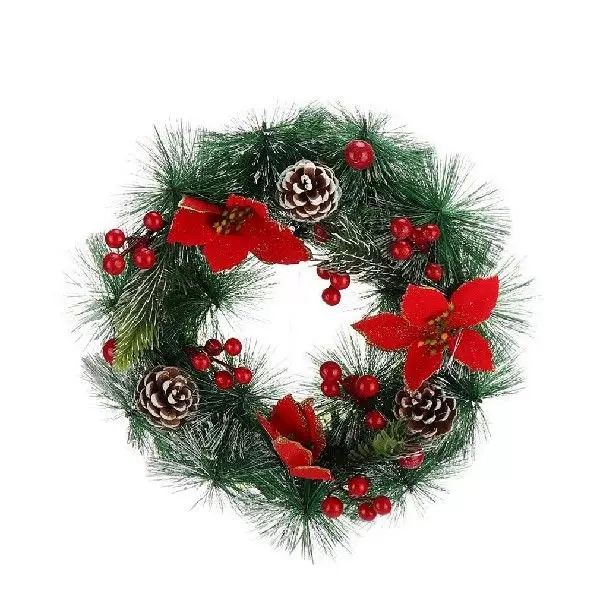 30cm Christmas Wreath Xmas Decoration Wreath Pine Cone-Taobao