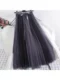 Color-blocked gauze skirt new high-waisted slim A-line large sway contrasting mesh fluffy skirt mid-length skirt women's long skirt

