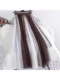 Color-blocked gauze skirt new high-waisted slim A-line large sway contrasting mesh fluffy skirt mid-length skirt women's long skirt
