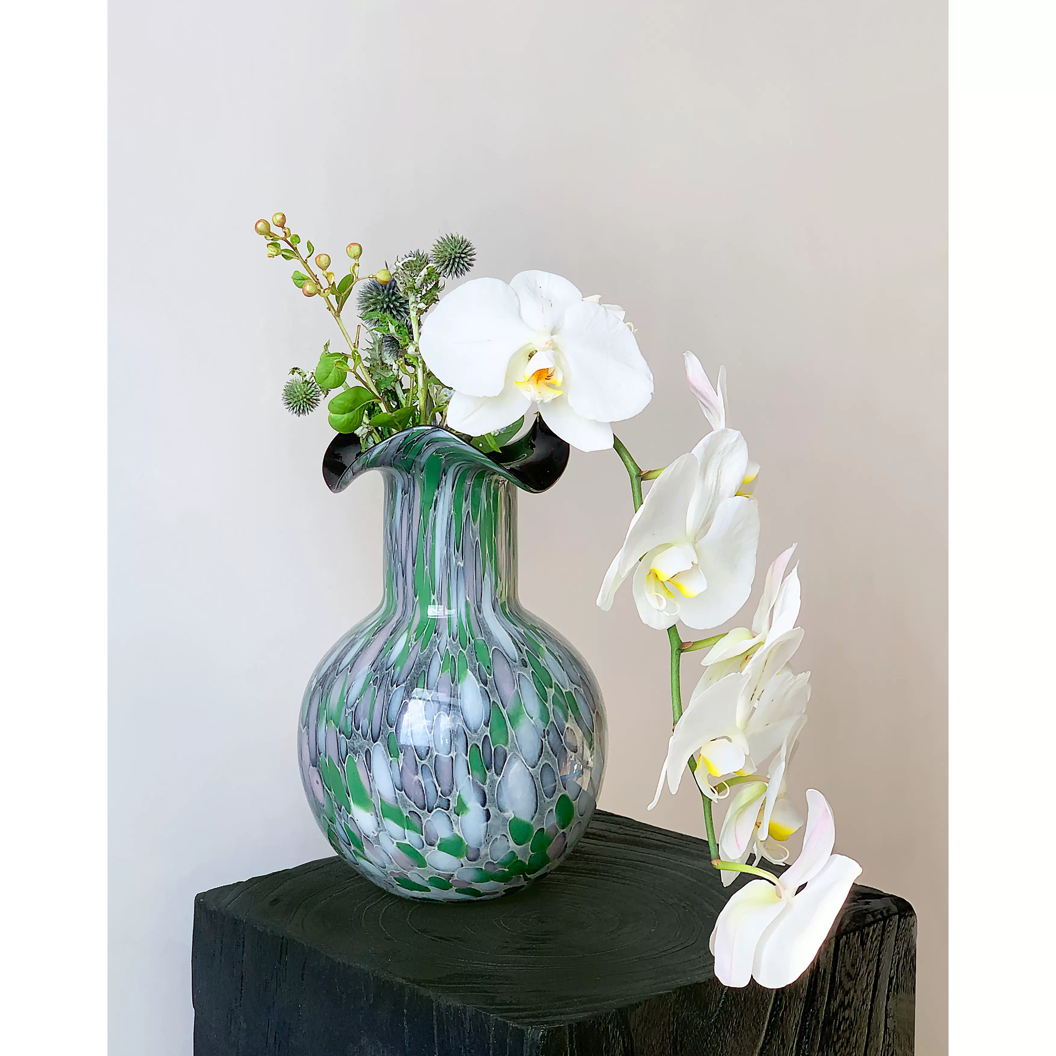 NTSTUDIO | 出口瑞典彩点手工琉璃花瓶高级艺术中古花器装饰摆件-Taobao