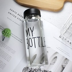 Korean-Style Glass Cup with Lid, Portable, Simple and Creative Water Cup for Male and Female Students, Household Drinking Cup, High-Value Water Bottle
