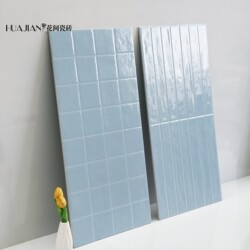 French Dopamine Bathroom Tiles Kitchen Blue Checkered Wall Tiles Glazed 400X800 Full Ceramic Floor Tiles