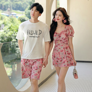 
Couple swimsuit 2025 new women's three-piece set high-end slim men's beach pants hot spring vacation swimsuit