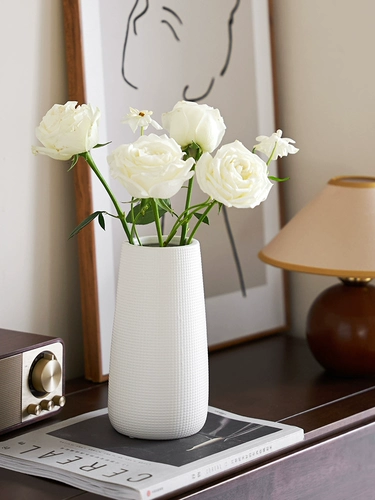 Простая современная белая керамическая ваза Высококачественный смысл Ins feng Shui выращивал цветы сушеные цветы гостиная цветочные украшения украшения украшения