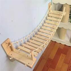 Wall-Mounted Cat Climbing Frame, Solid Wood Cat Bridge for Home Use, Can Be Integrated with a Cat Bed