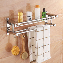 Bathroom Shelf with 2 Tiers, No-Drill Towel Rack, Stainless Steel Three-Tier Wall-Mounted Bathroom Accessories