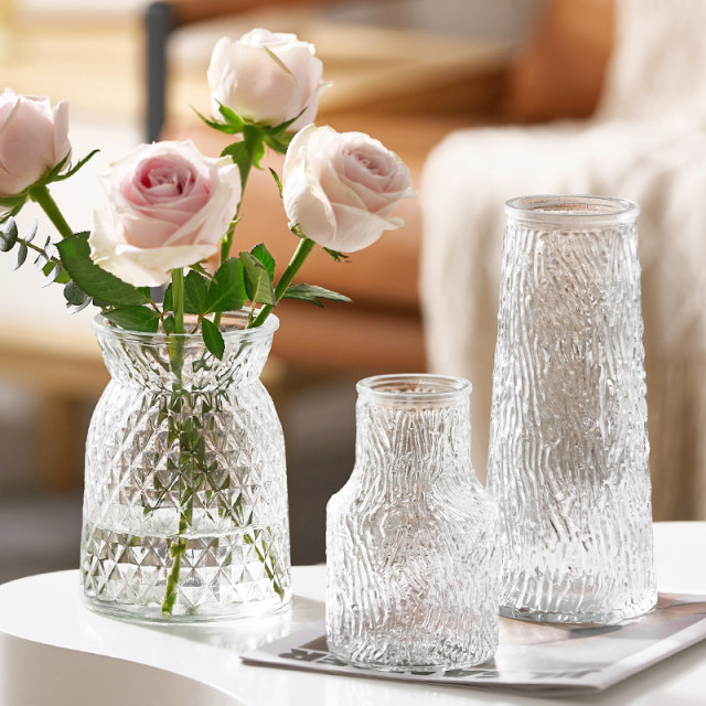 Net red design vase decoration living room flower arrangement glass ...