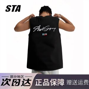 
STA flagship store floral letter printed vest men's American fashion brand heavy cotton fitness basketball sleeveless T-shirt