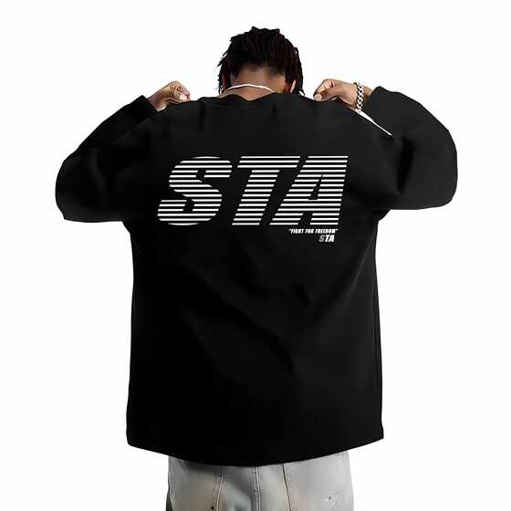 STA flagship store American trendy brand long-sleeved men and women autumn and winter high street heavy pure cotton loose couple T-shirt sweatshirt
