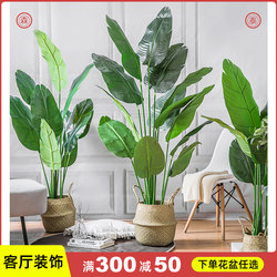 Nordic Artificial Plants, Fake Green Plants, Potted Traveler's Banana, Bird of Paradise Artificial Flowers, Living Room Indoor Floor-Standing Decorative Tree