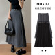 2024 new front and rear pleated suit skirt for women in autumn and winter retro high waist drooping slim pleated midi skirt

