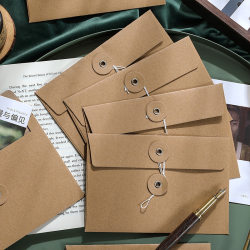 Small fresh retro archive bag style strapped kraft paper envelope storage bag wire-wrapped strapped envelope bag stationery