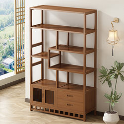 New Chinese-Style Antique Shelf Tea Room Storage Rack Tea Display Cabinet Non-Solid Wood Partition Multi-Purpose Shelf Living Room Ornament Rack