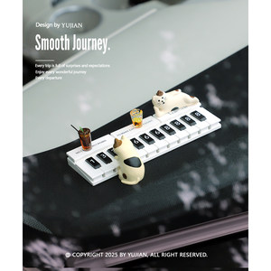 
YUJIAN丨Piano cat car number plate parking license plate telephone plate interior decoration ornament car center console