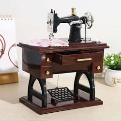 Zakka Miscellaneous Goods Retro Imitation Wood Sewing Machine Model Music Box Handicrafts Chinese-Style Ornaments