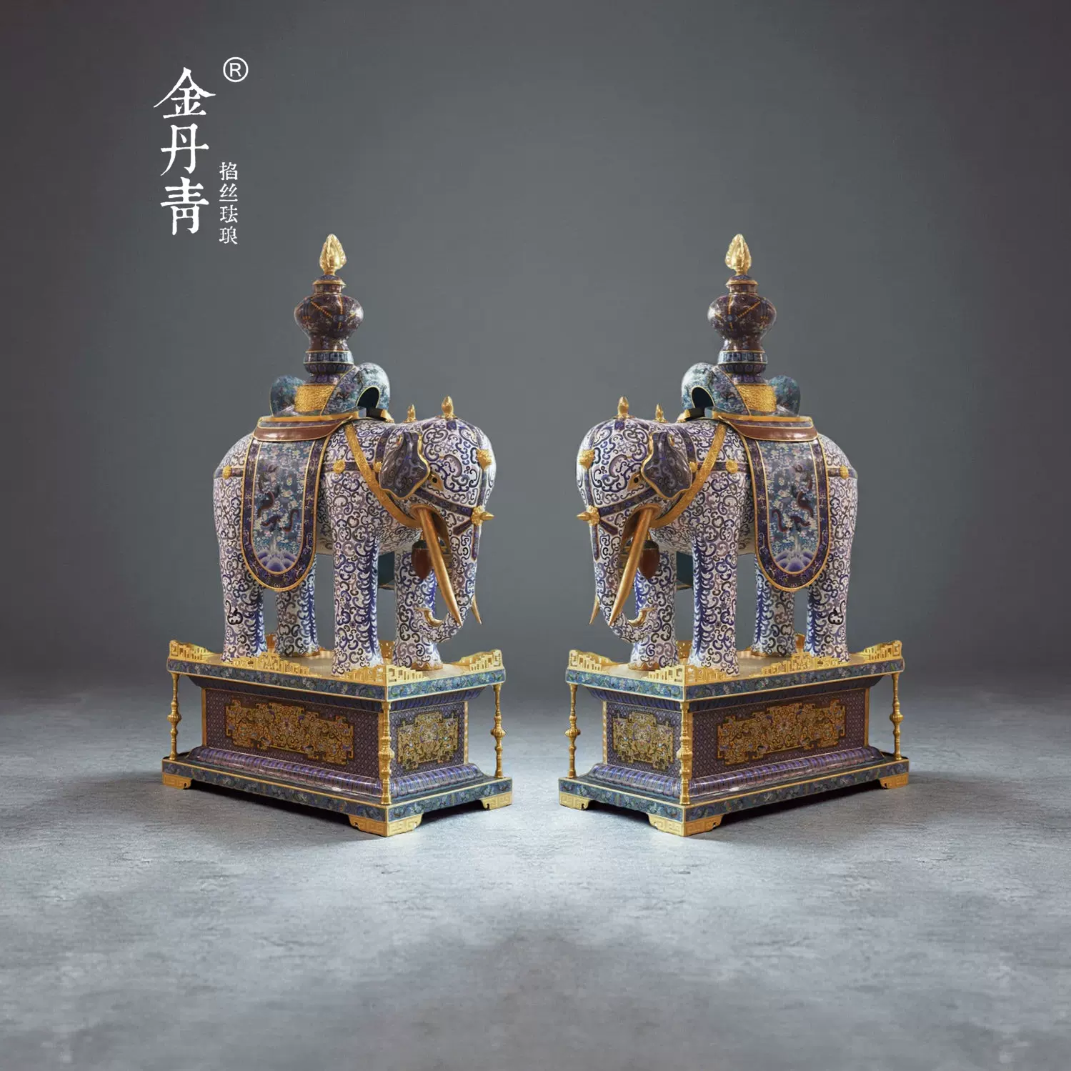 金丹青仿明清做旧掐丝珐琅景泰蓝香炉室内线香檀香炉两件套礼品