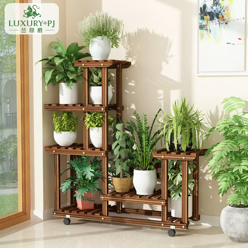 实木花架多层室内外阳台客厅多肉花架子落地式窗台吊兰户外花