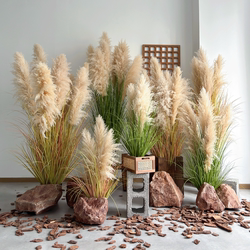 Autumn Artificial White Reed Bionic Plant Potted Plant Indoor Display Window Clothing Women's Fashion Internet Celebrity Shopping Mall Wedding Landscaping